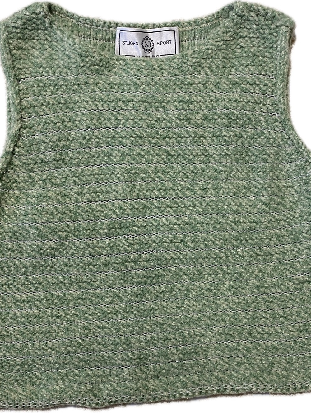 St. John Sport by Marie Gray Light Green Knit Vest Soft knit sleeveless vest.